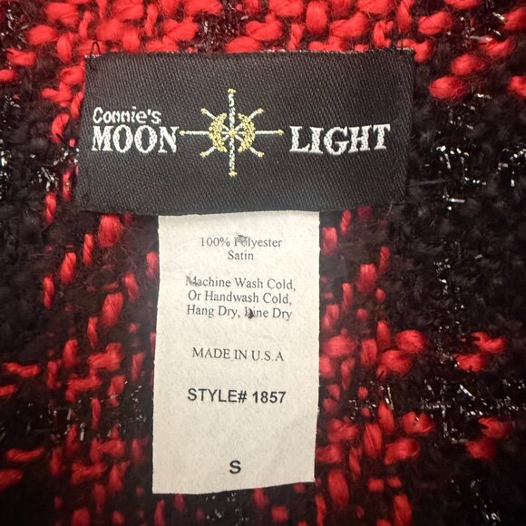 Vintage 80's Red & Black Plaid Metallic Textured Jacket | Size Small - Picture 10 of 10